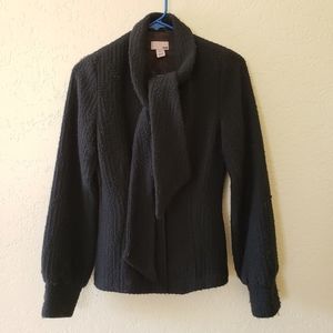 Vintage scarf-tie, wool blend, fitted jacket